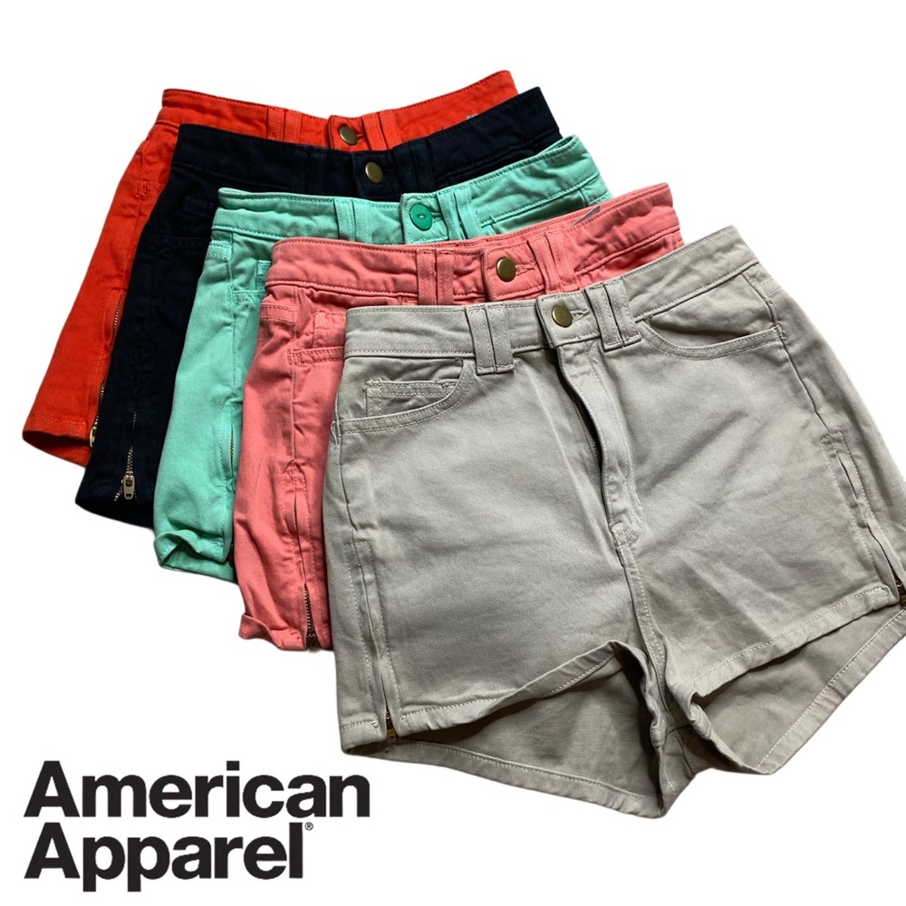 American Apparel Stretch Twill High Waisted Side Zipper Shorts